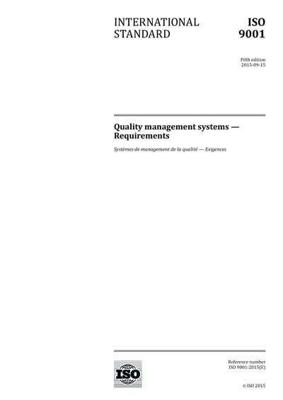 ISO 9001 : 2015 Quality Management Systems - Requirements